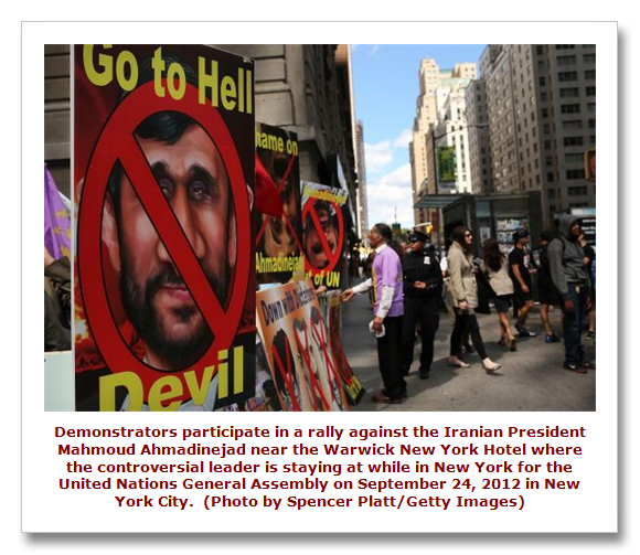 Protestors against Ahmadinejad visit to New York